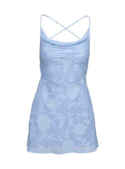 Celena Mini Dress Light Blue Burnout