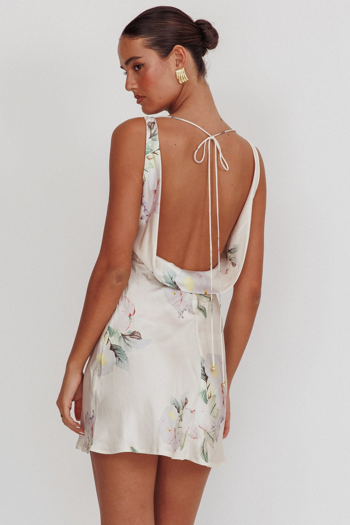 Isabella Satin Backless Mini Dress Butter