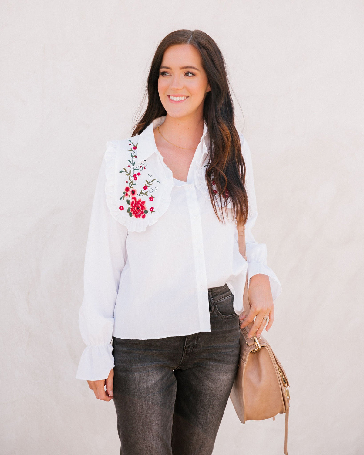 Carnation Cotton Embroidered Poplin Shirt
