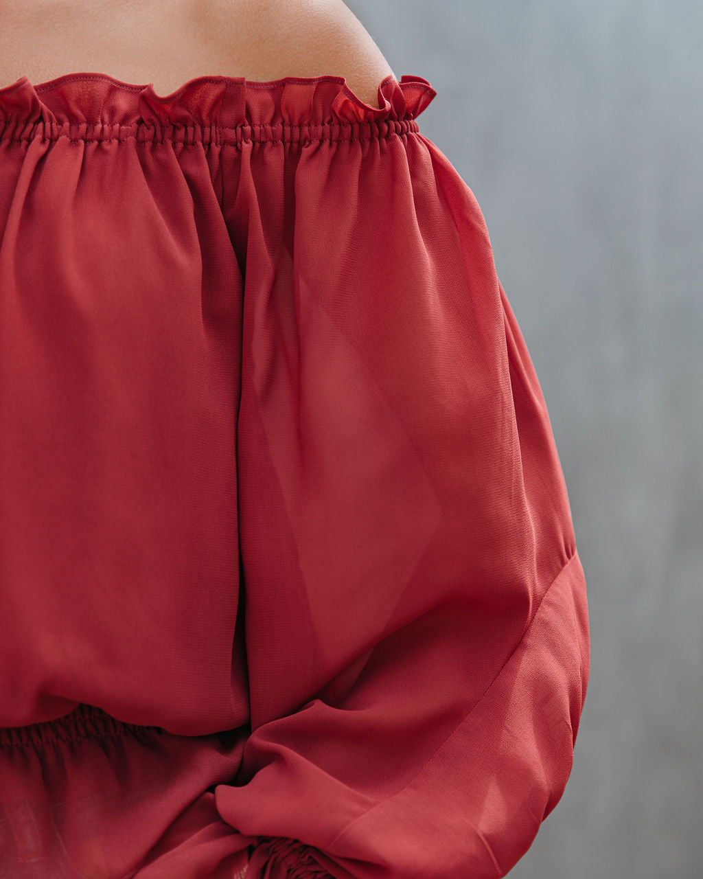 Caydence Chiffon Off The Shoulder Blouse - Wine