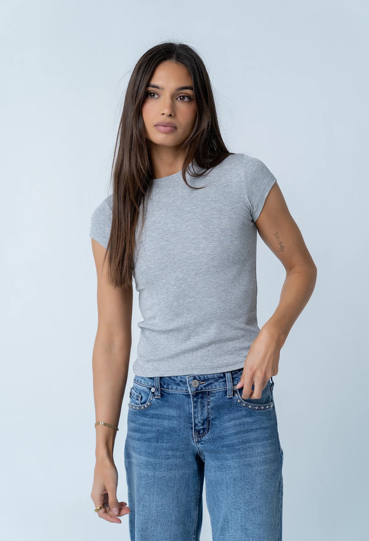 Asher Ribbed top in Heather Grey