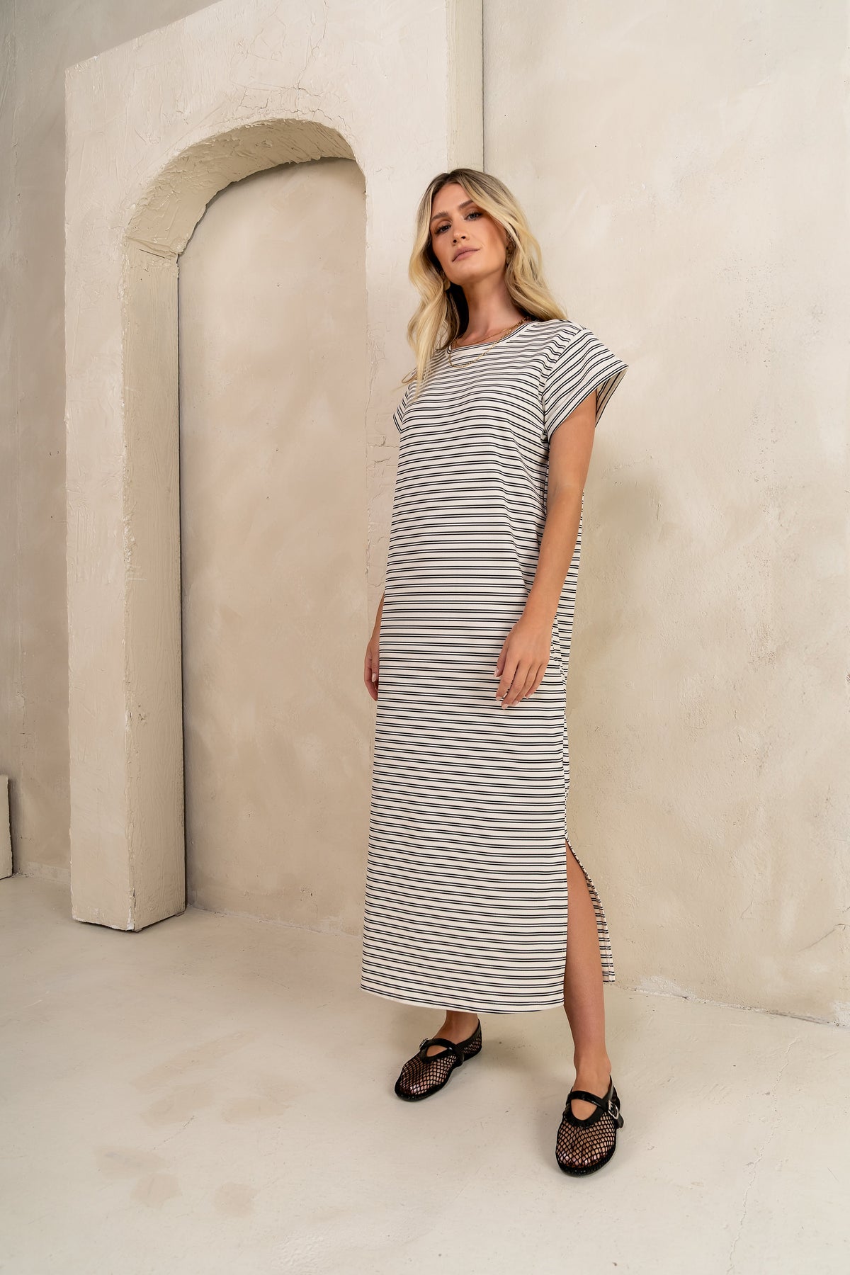 Esme Striped Maxi Dress in Black - FINAL SALE