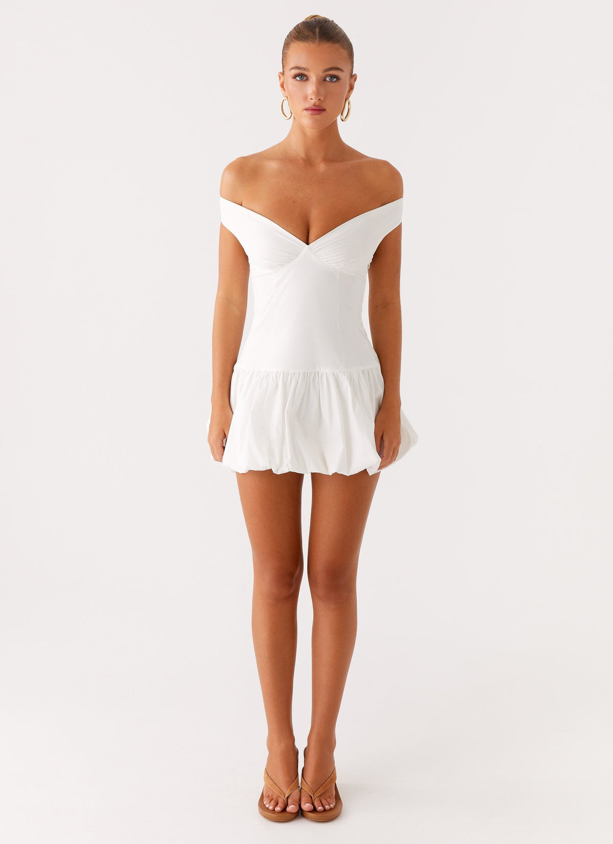 Endless Romance Off Shoulder Mini Dress - White