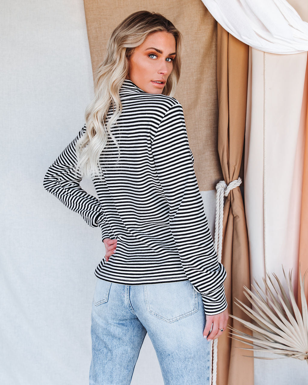Franklin Cotton Striped Turtleneck Top