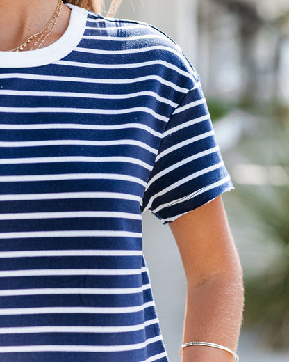 Glenwood Striped Short Sleeve Knit Top - Navy