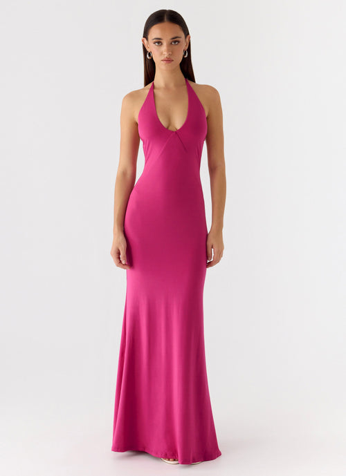 Have Your Attention Maxi Dress - Fuchsia