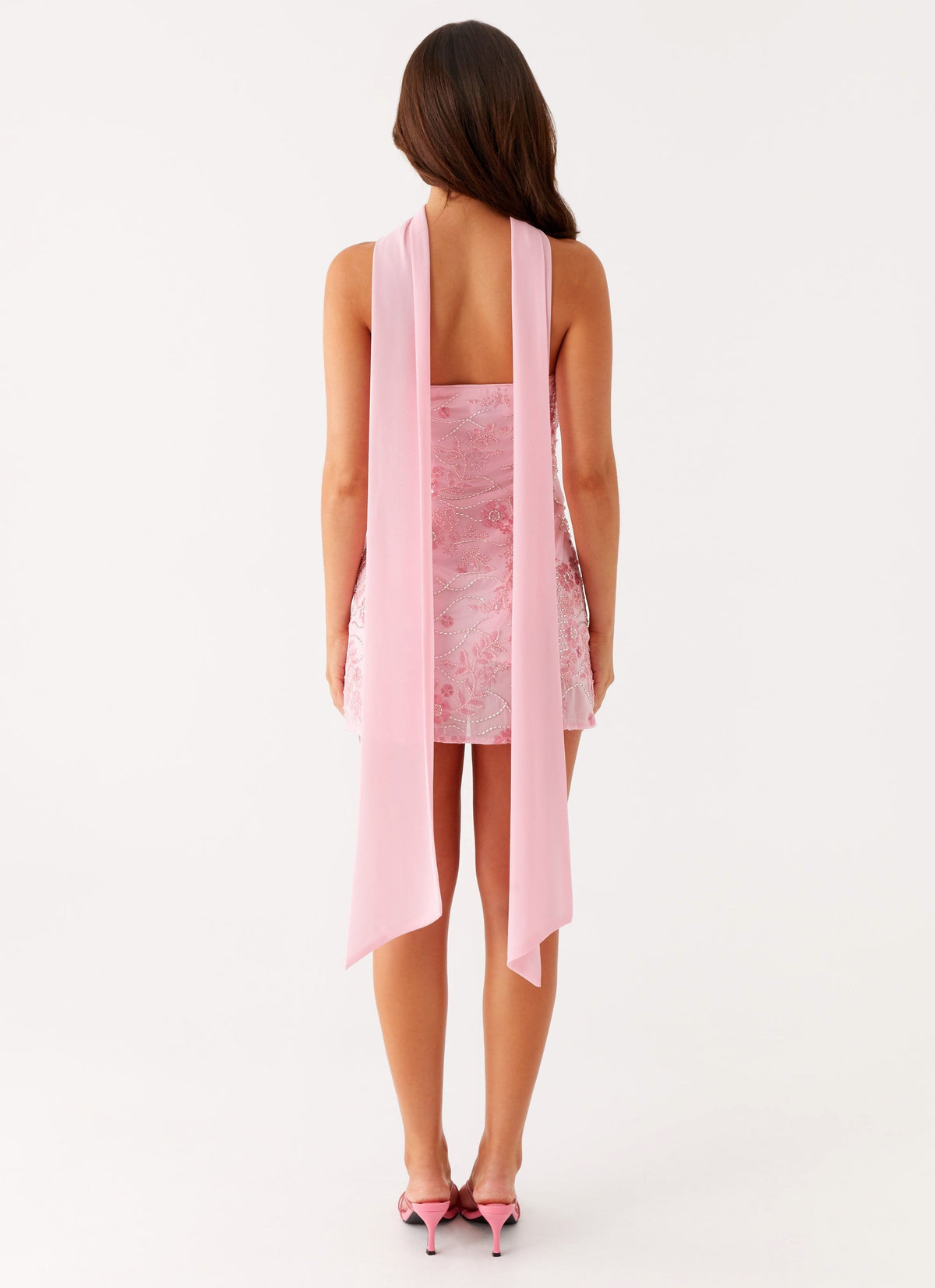 Kiesha Strapless Scarf Mini Dress - Pink