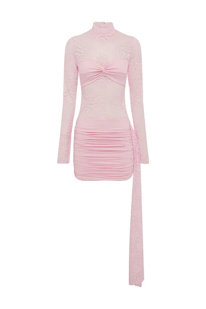 Larna Sleeved Mini Dress - Musk