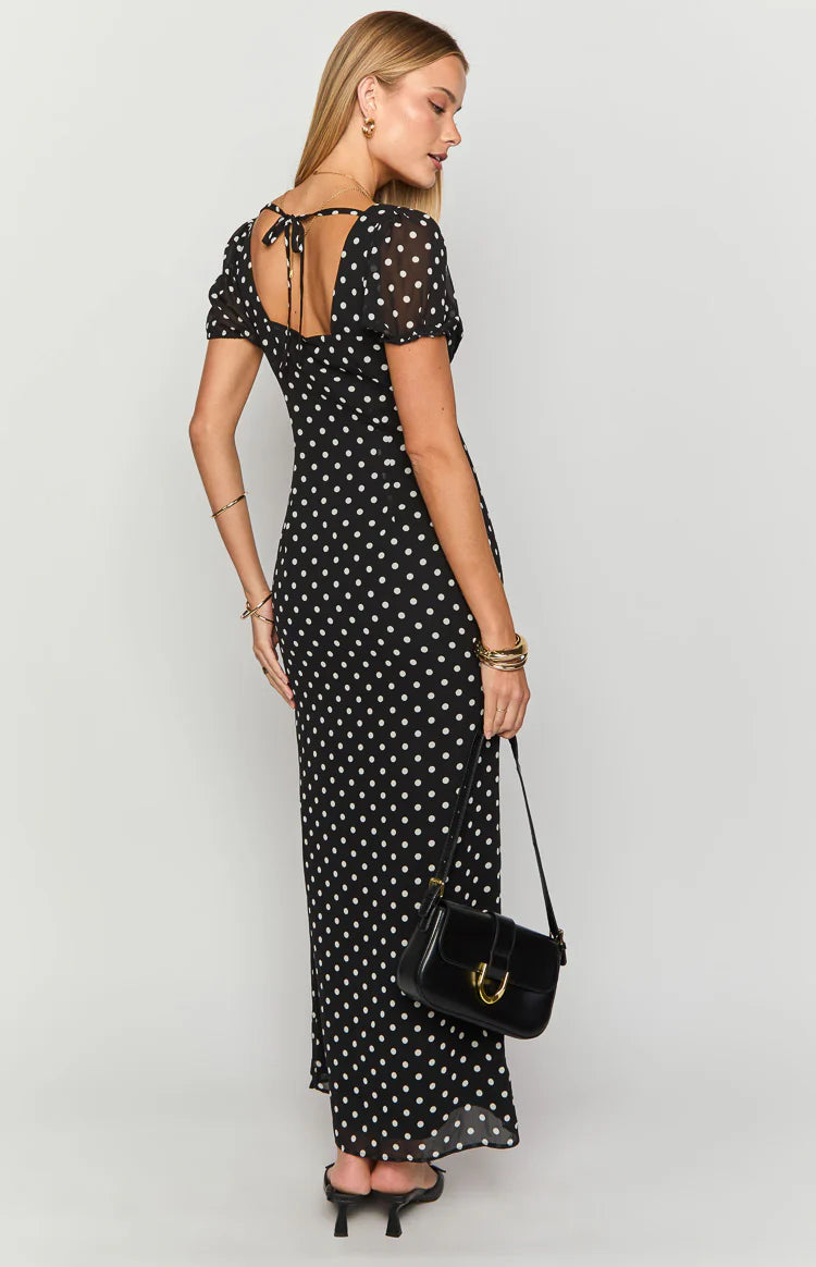 Lovella Black Polka Dot Maxi Dress