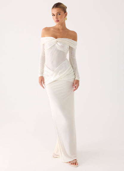 Over To You Sequin Maxi Dress - White