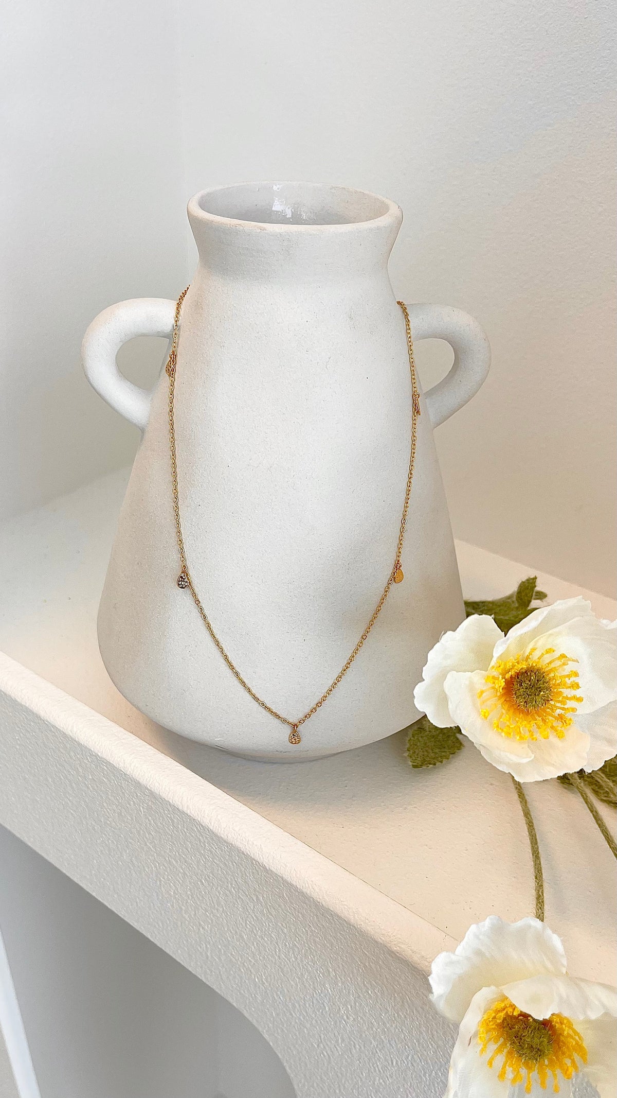 Diamanté Teardrop 18K Gold Plated Necklace - Gold