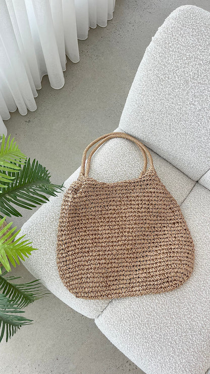 Solana Summer Tote Bag - Tan Straw
