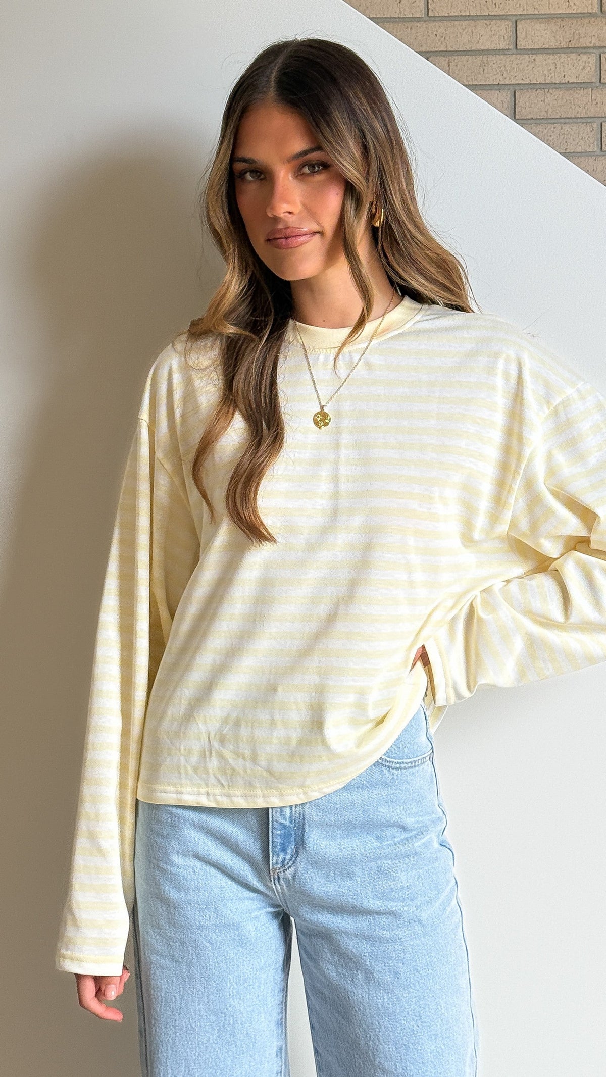 Solana Long Sleeve Top - Yellow Stripe