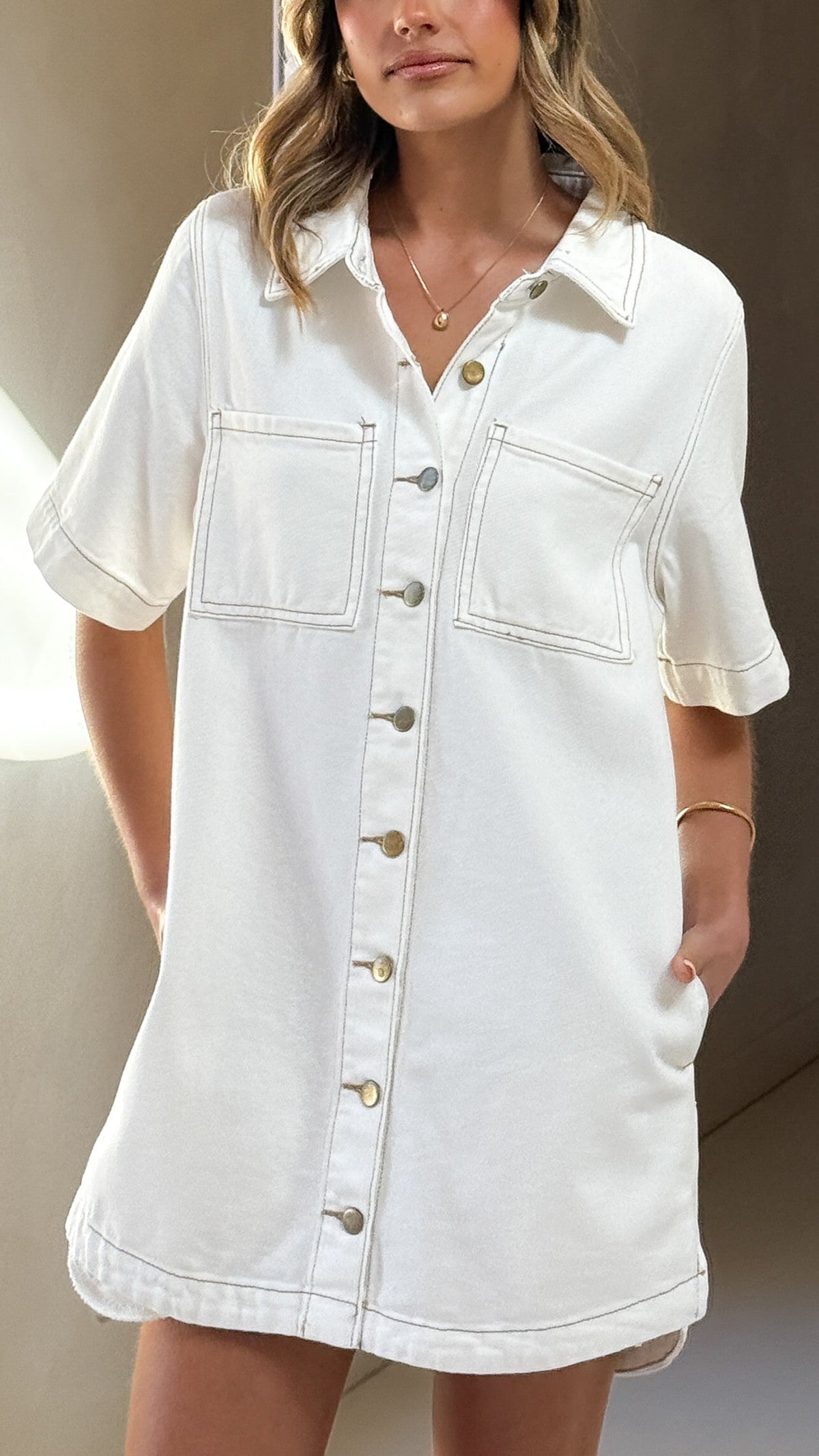 Rayna Denim Mini Dress - White