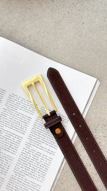 Stacey Belt - Chocolate / Gold