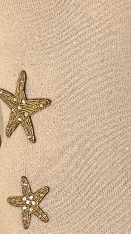 Tamasha Knit Maxi Dress - Beige / Gold Star