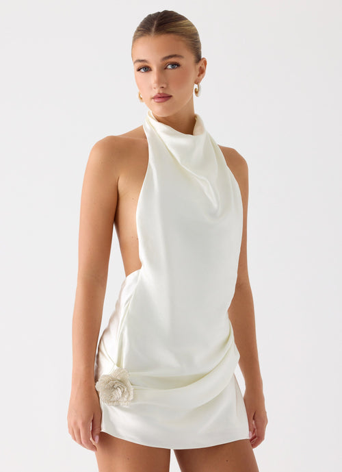 Play It Out Cowl Mini Dress - Ivory