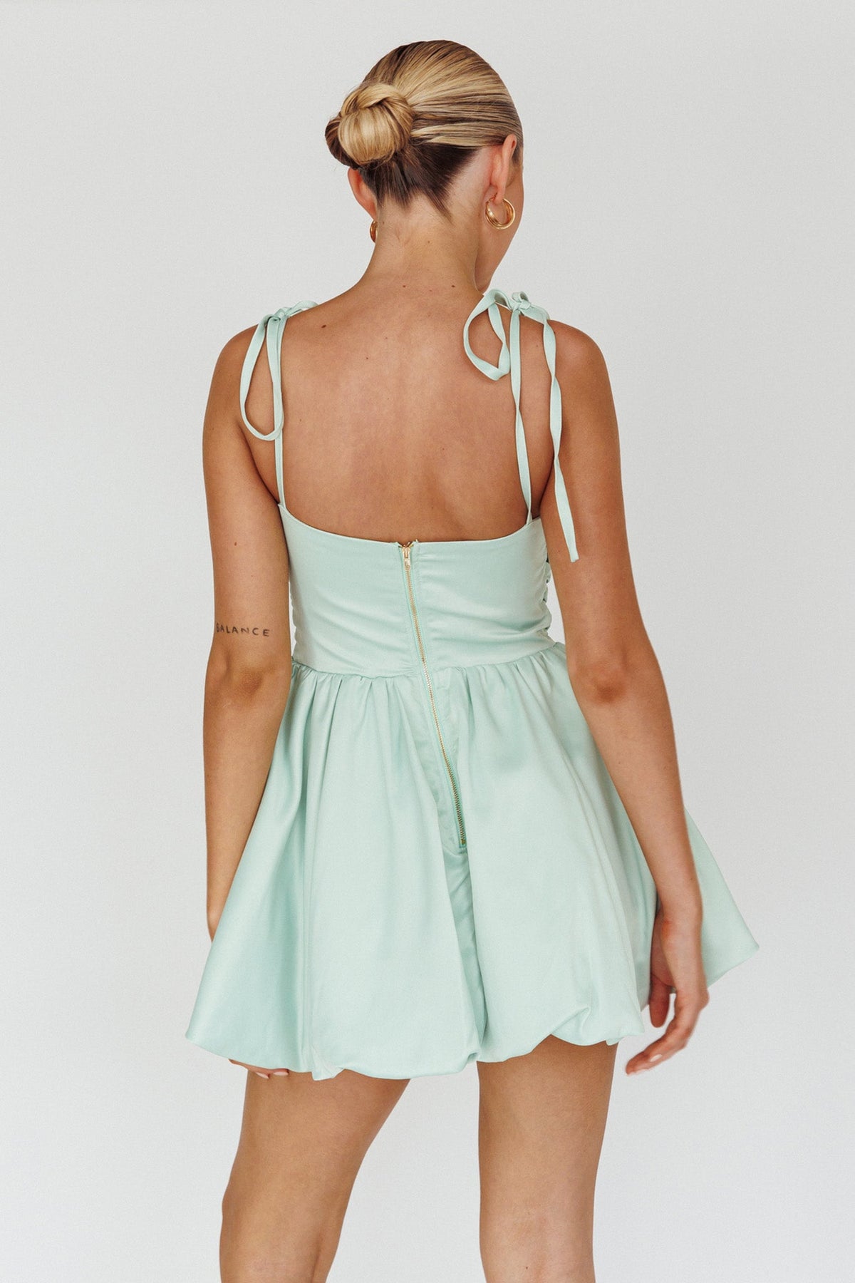 Valery Tied Shoulder Mini Dress Seafoam