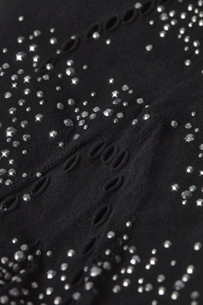 Embellished Mid-Rise Mini Skirt in Black