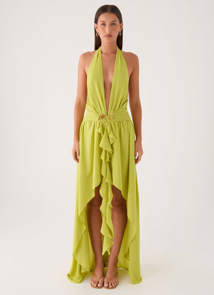 Sinead Halter Maxi Dress - Lime