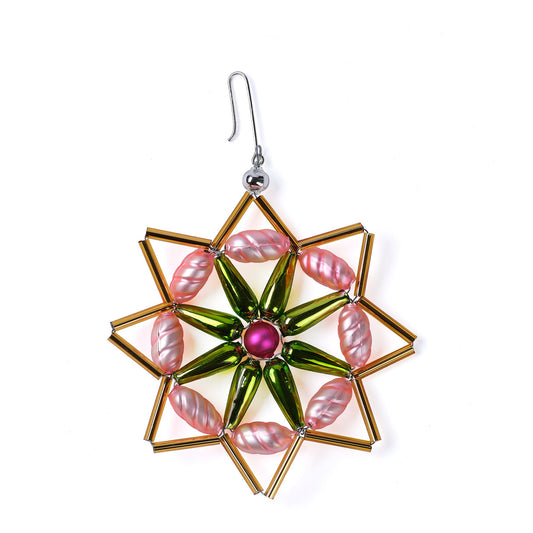 Star Ornament in Gold/Pink/Green