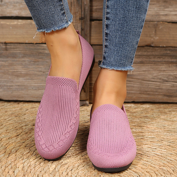 Casual Knitted Solid Color Flats