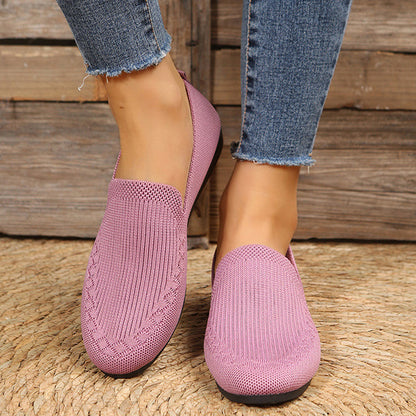 Casual Knitted Solid Color Flats