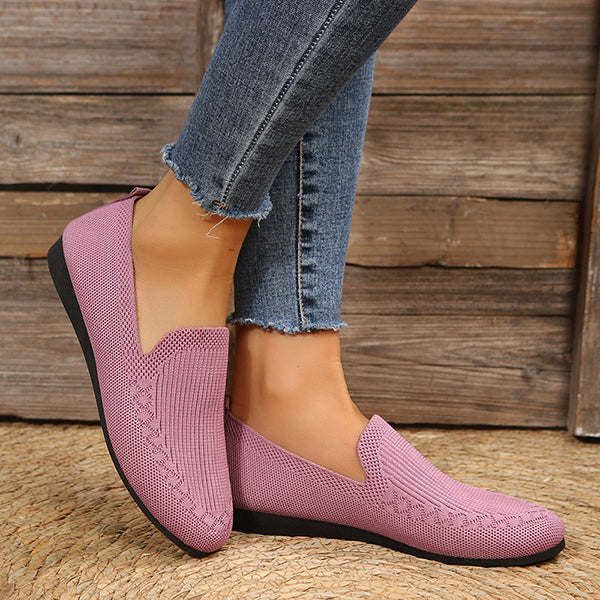 Casual Knitted Solid Color Flats