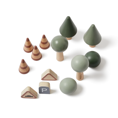 Accessories for Car Tracks, 13 pcs, Handpainted PLAY accessories-for-car-tracks-multicolors-natural-wood  flexa-com.myshopify.com