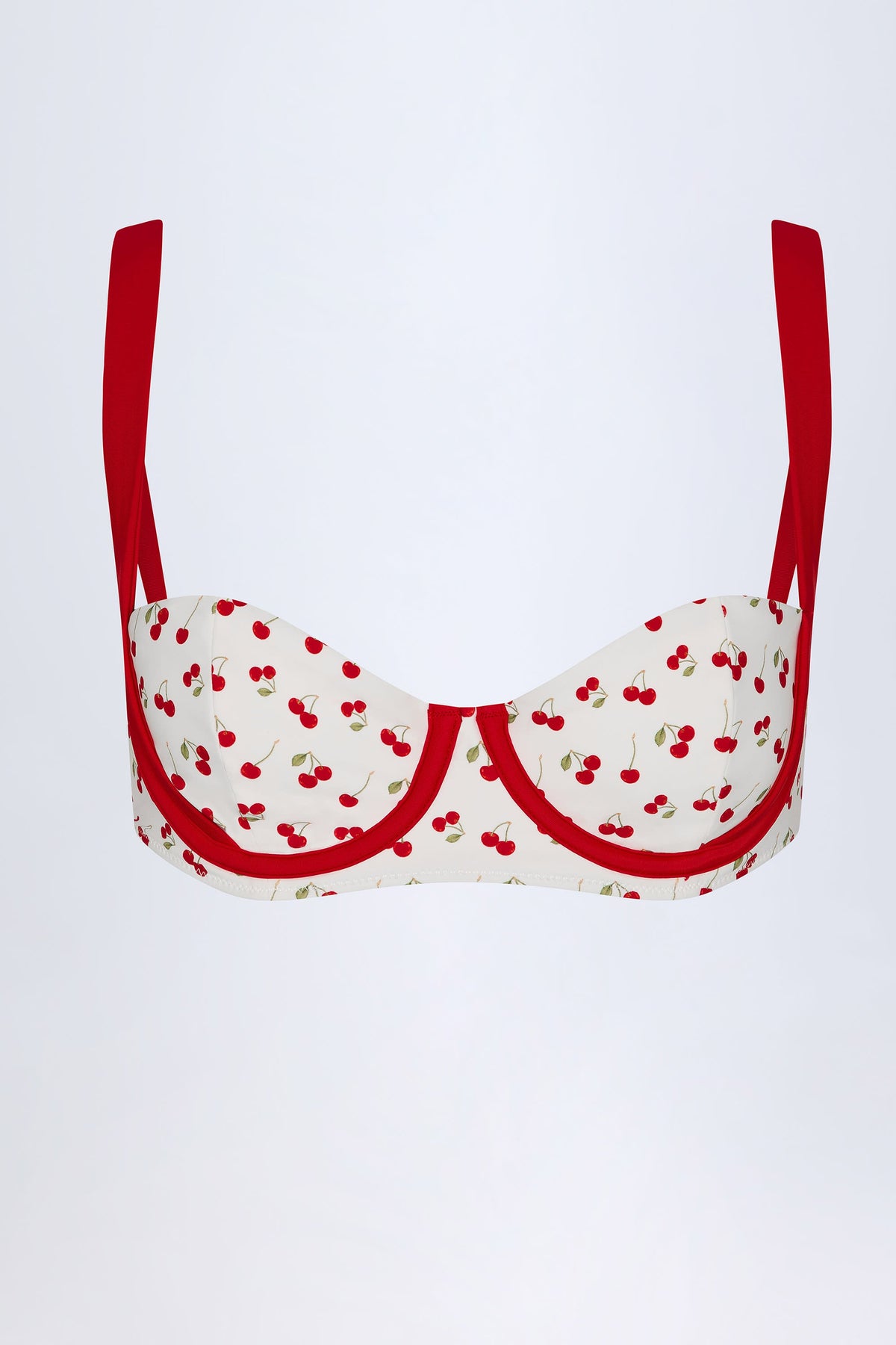 Contrast Underwired Balconette Bikini Top in Cherry Print