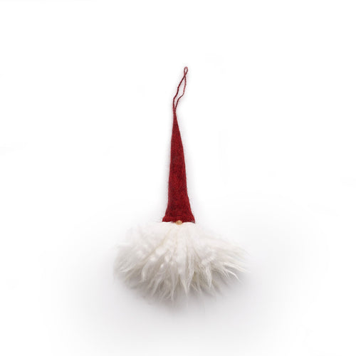 Gnome Ornament in Red with White Beard
