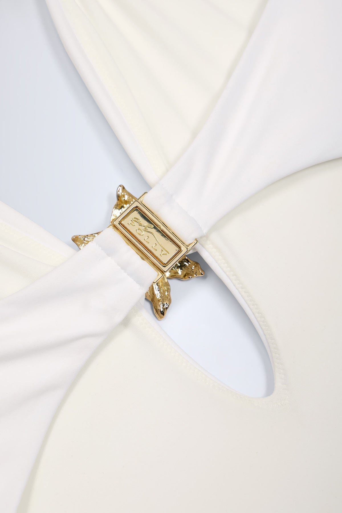 Cut-Out Hardware-Detail Swimsuit in White