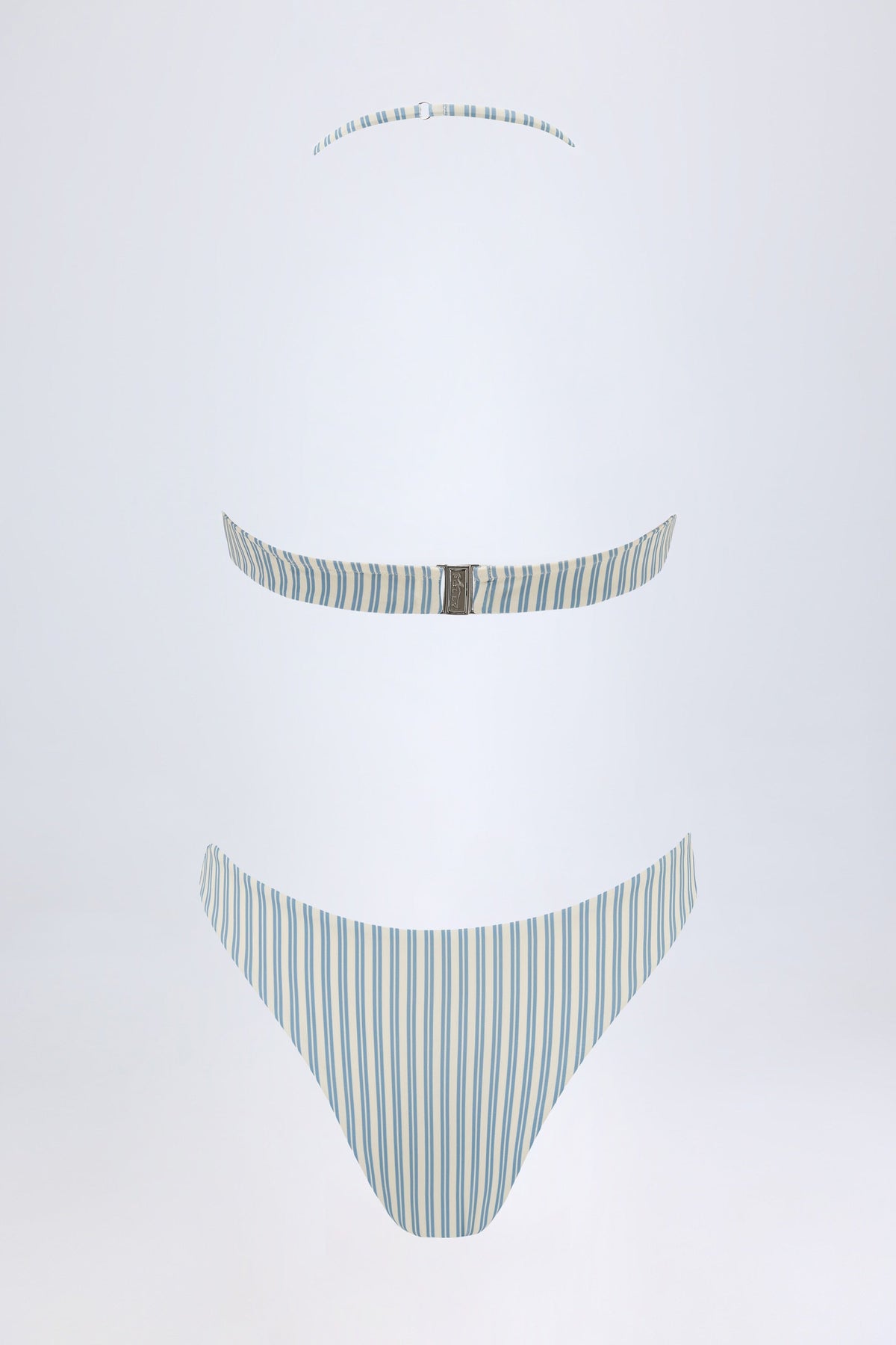 Cut-Out Halterneck Swimsuit in Teal Double Stripe