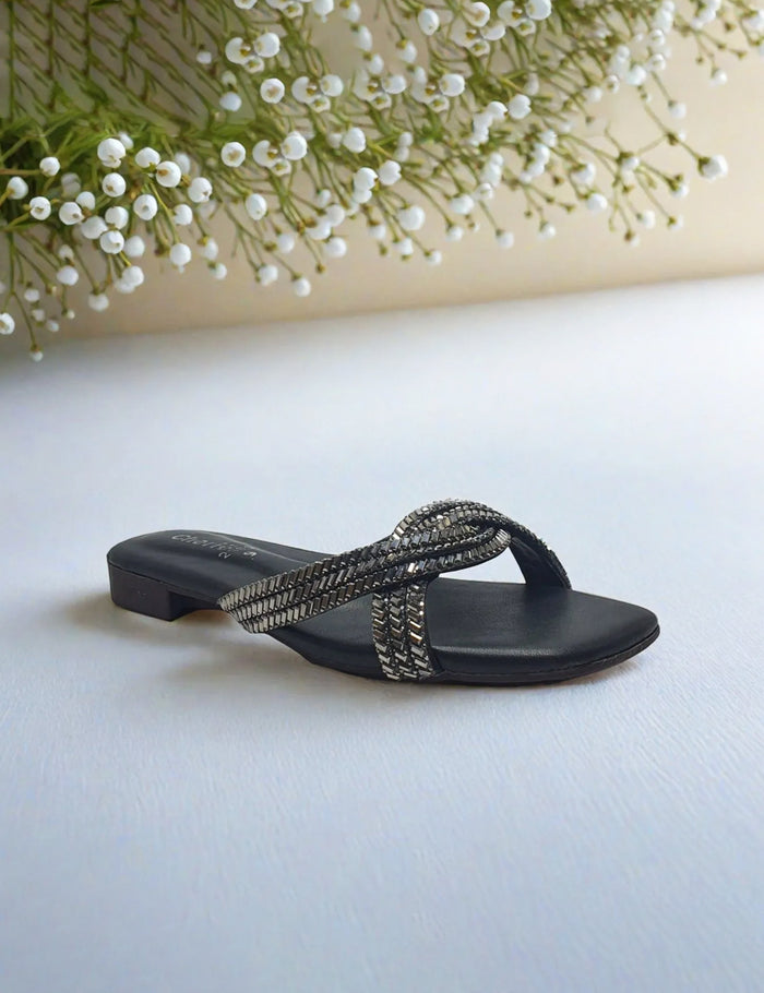 Black Fancy Slippers
