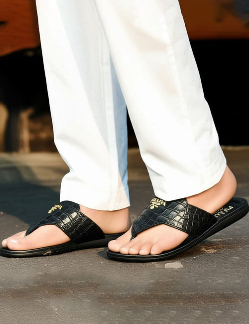 Black Stylish Slippers For Men