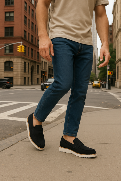 Black Suede Leather Loafers
