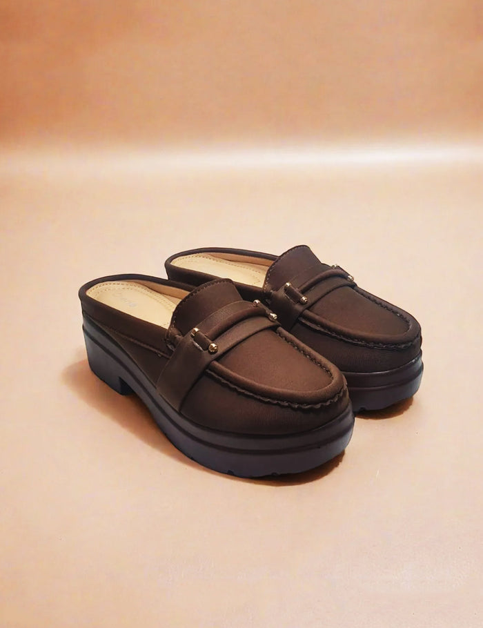 Brown Back Open Winter Pumps