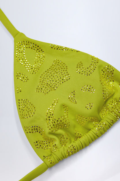 Charm-Detail Triangle Bikini Top in Olive Green