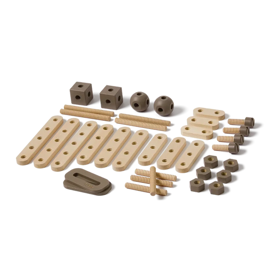 Construction Set, 36 pcs, Handpainted, Brown PLAY construction-set-brown-natural-wood  flexa-com.myshopify.com