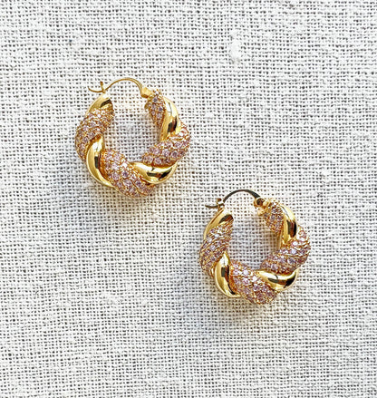 Croissant Hoops, Pink Sparkle