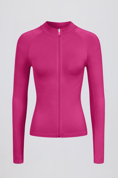 Define Luxe Zip-Up Jacket in Berry