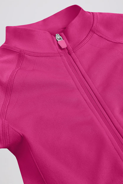 Define Luxe Zip-Up Jacket in Berry