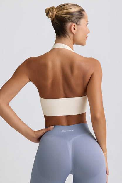 Define Luxe Halterneck Sports Bra in White