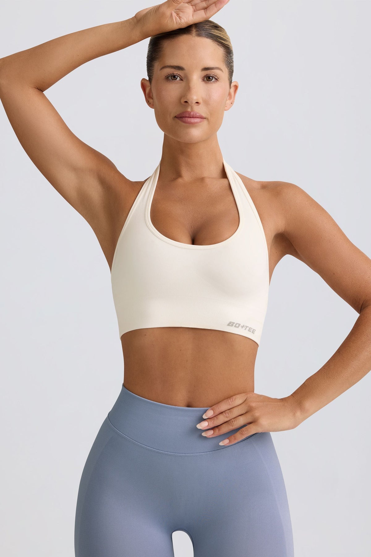 Define Luxe Halterneck Sports Bra in White