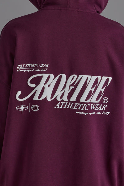 Cotton Fleece Appliqué Oversized Hoodie in Grape