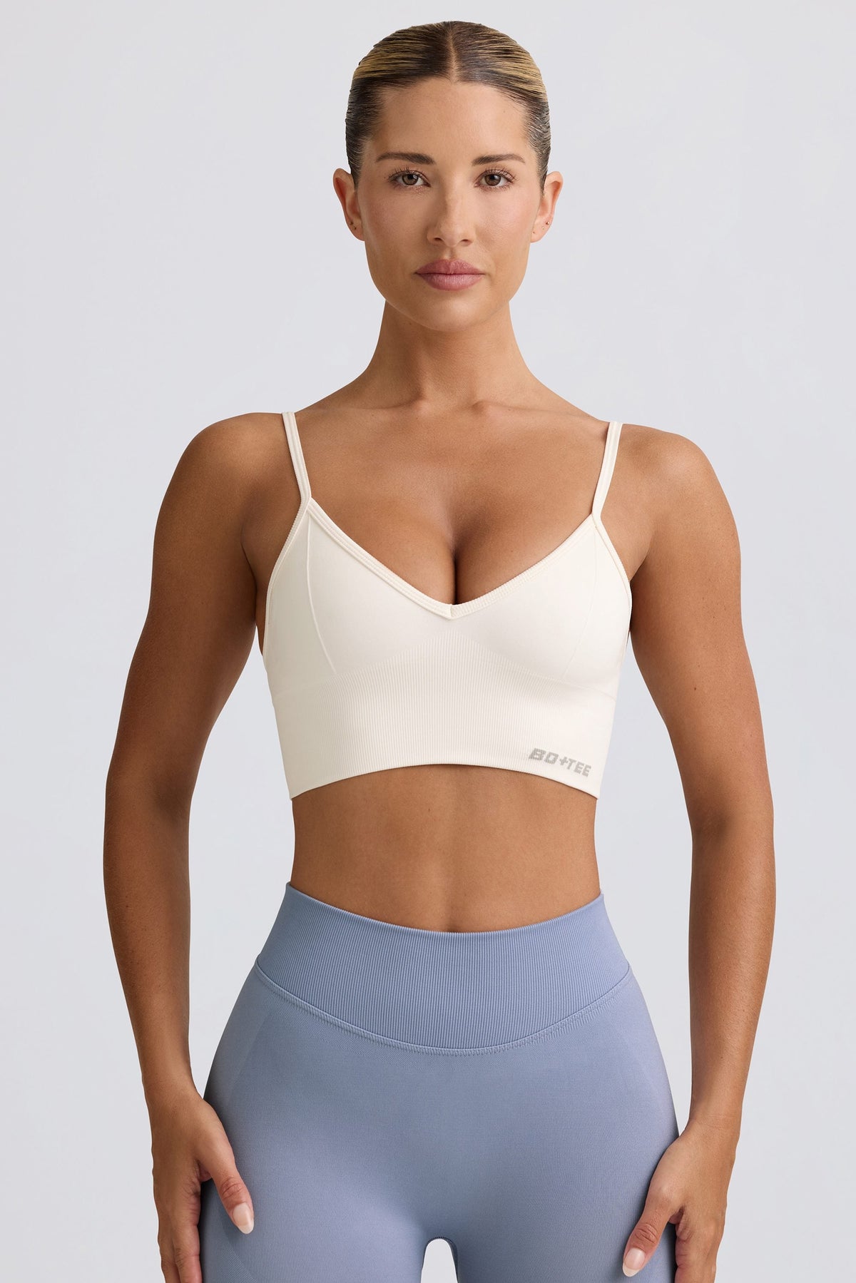 Define Luxe V-Neck Sports Bra in White