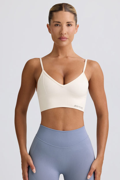 Define Luxe V-Neck Sports Bra in White