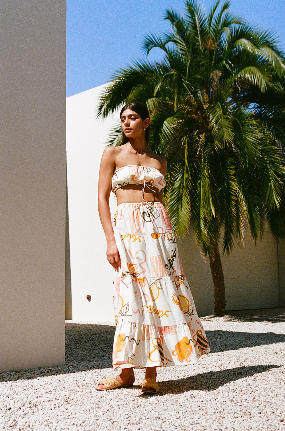 SAMPLE-Aviva Midi Skirt - Amalfi Aperol