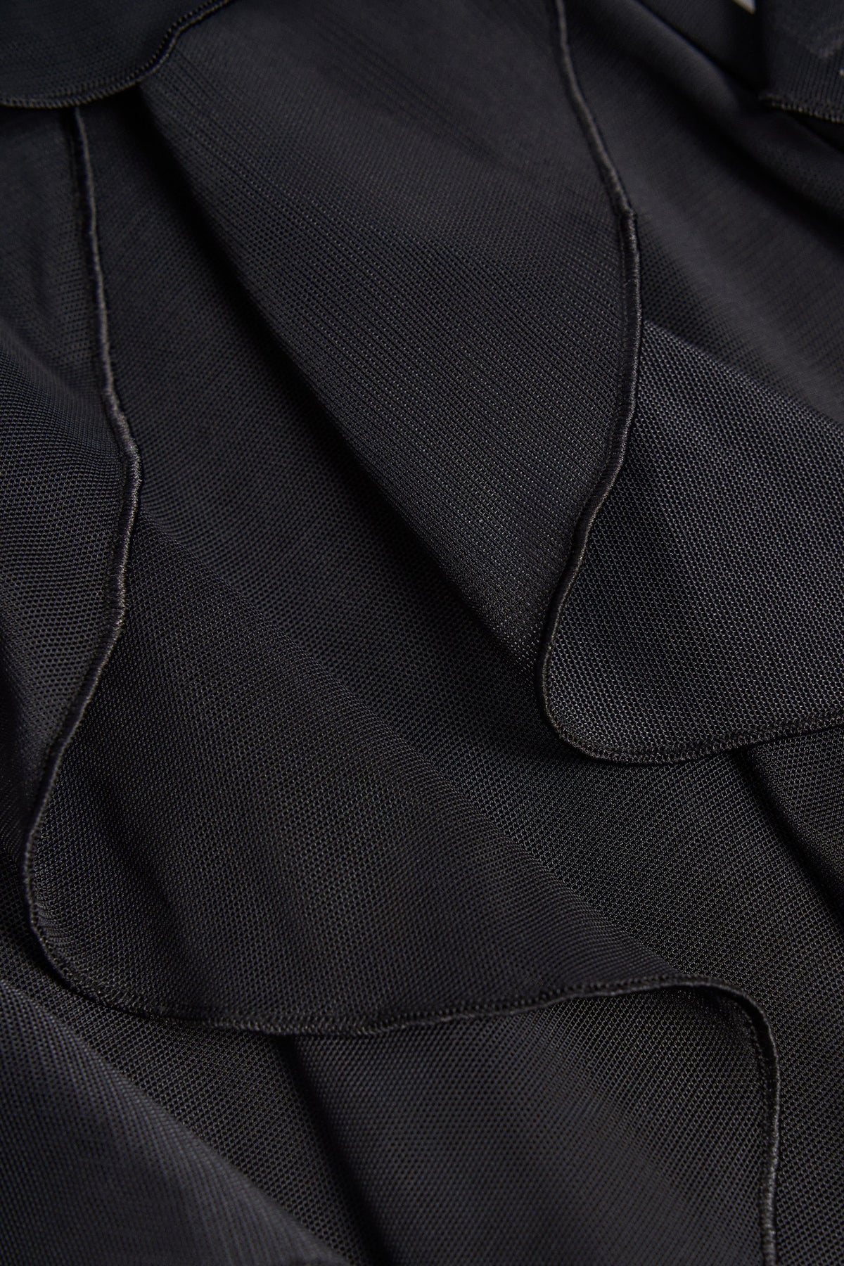 Ruffled Mid-Rise Flared Trousers in Black