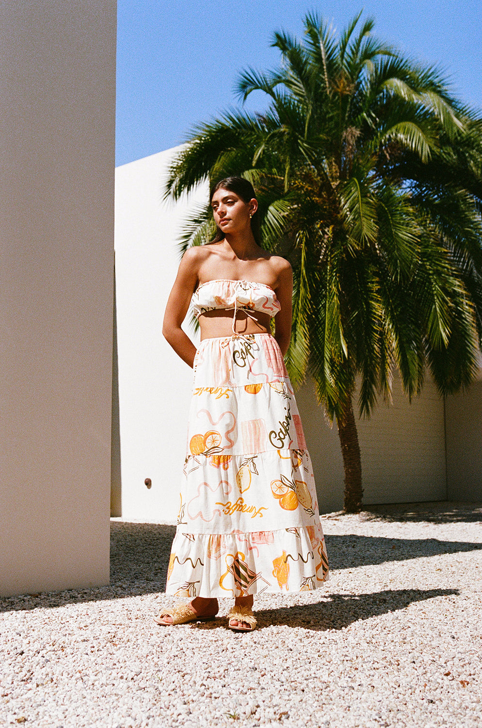 SAMPLE-Aviva Midi Skirt - Amalfi Aperol